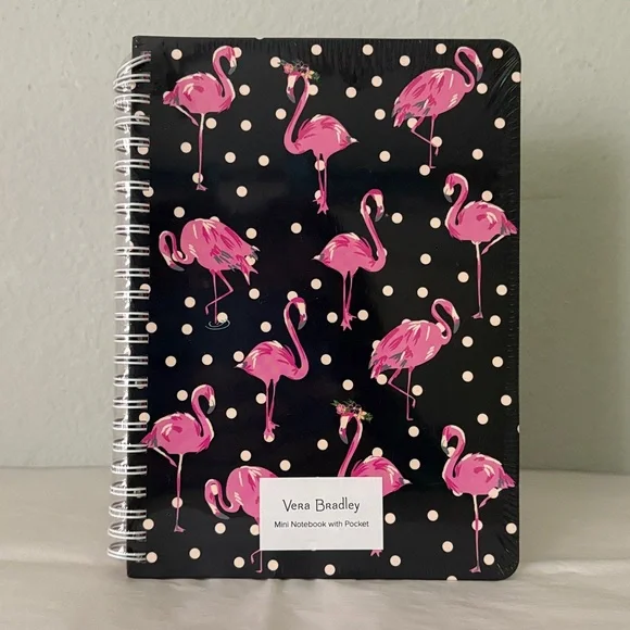 🦩Vera Bradley Pink Flamingo Spiral Notebook with pocket 🦩 NWT 🦩